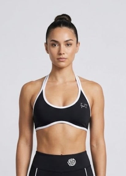 Double Take Halter Color Block Yoga Sports Bra