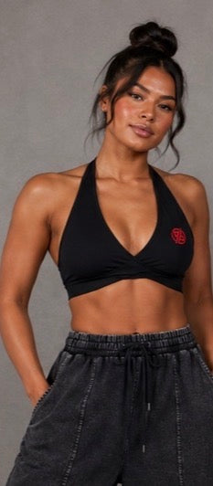 Women's Pleated Halter Sports Bra