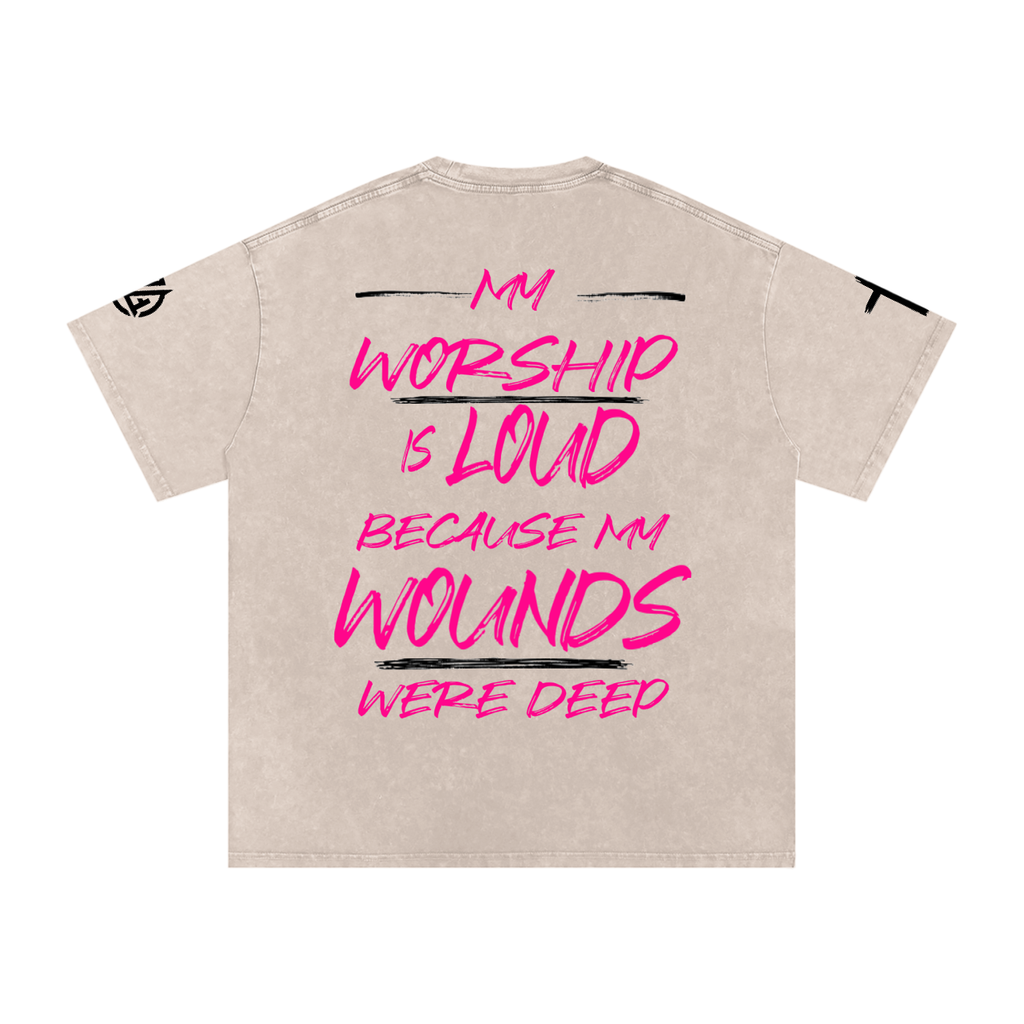 Snow Washed Oversized Cotton T-Shirt