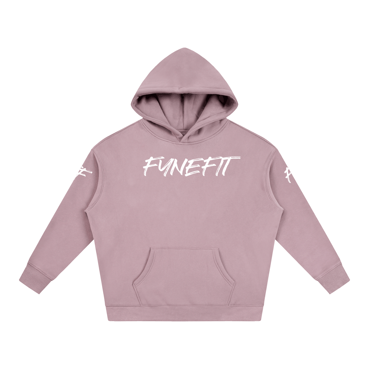 Oversize FyneFIT Built For Her fleece hoodie with a relaxed fit, soft fabric, and hood, ideal for cozy casual wear.
