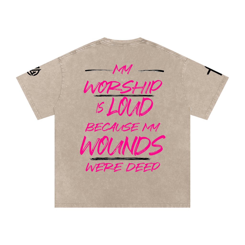 Snow Washed Oversized Cotton T-Shirt