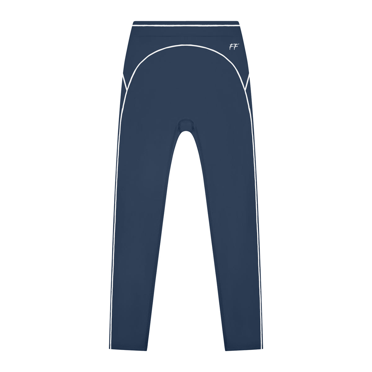 ODMPOD Double Take high rise leggings with topstitching, showing the fitted black fabric and detailed stitching design.