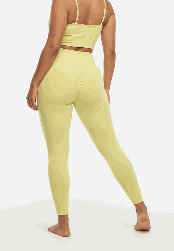 High Waisted Yoga Leggings – Yellow Retry